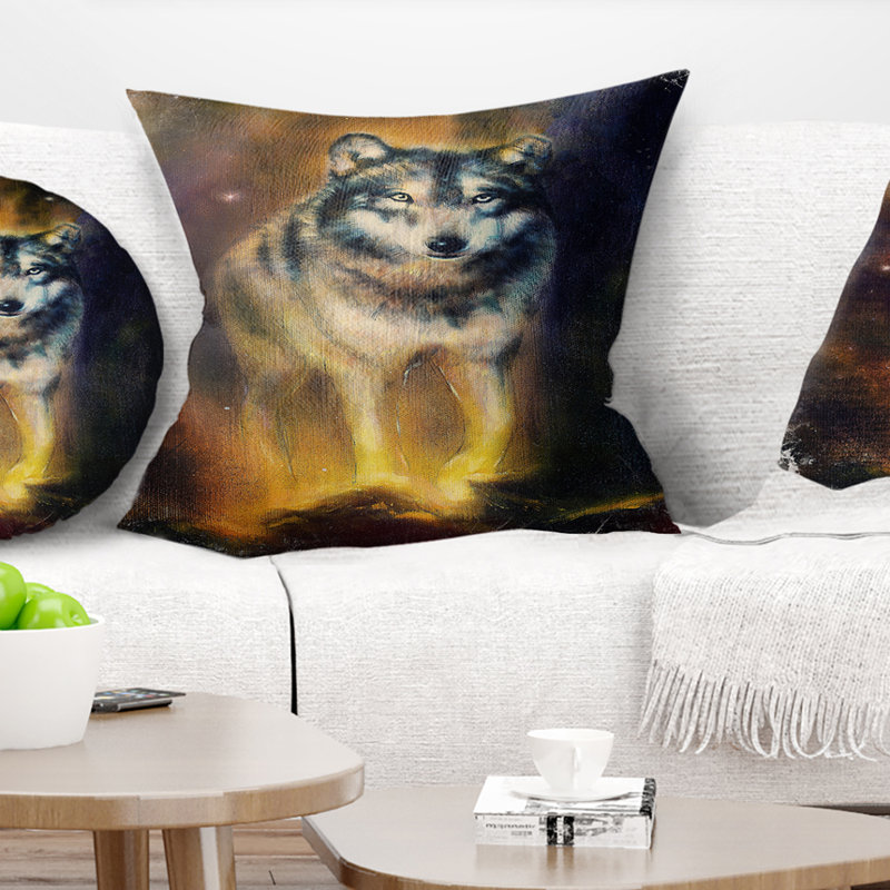 Coussin Calm Wolf, Carré, 16 po x 16 po