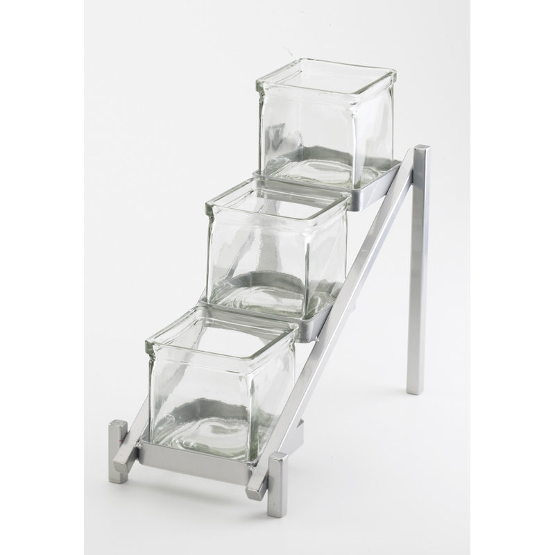 One By One Three Tier Jar Display - 6 1/4" x 13 1/4" x 11 1/2", Silver