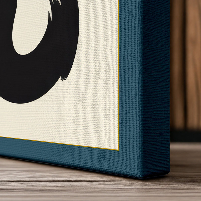 Cat in Repose Japandi - Wrapped Canvas, 30x20 - 76.2 x 50.8 cm, Teal Border