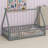 Whimsical Tent-Shaped Bed With Integrated Guardrails, Support Slats, And Doorway Design-1402230514-1402230516