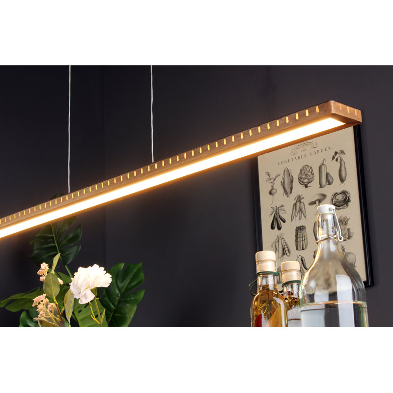 Cashlin 1 - Light Black/Wood LED Pendant, 120cm H x 120cm W x 12cm D