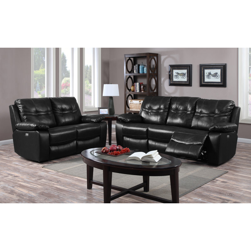 Raelyn Faux Leather Reclining Loveseat, Black