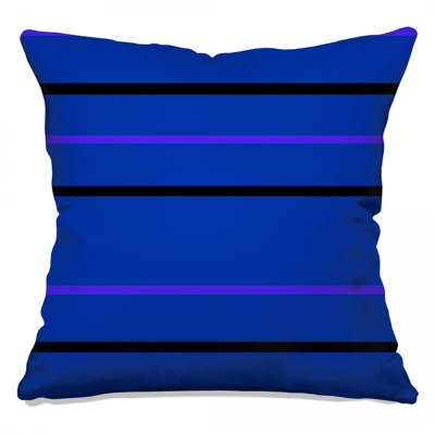 Coussins décoratifs à rayures bleues, mauves et noires