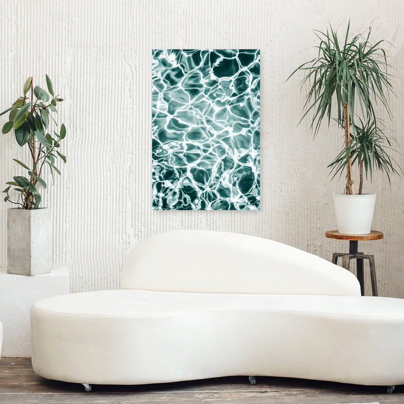 Art mural abstrait turquoise, H 36 po x l 24 po