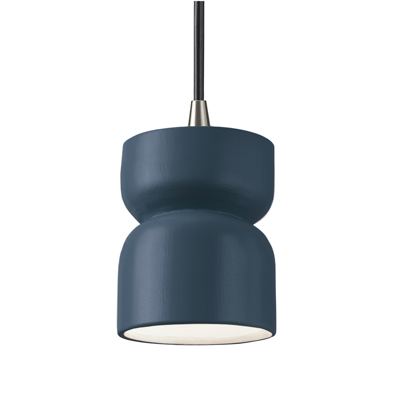 Leni Ceramic Hourglass Single Pendant , Midnight Sky, Brushed Nickel