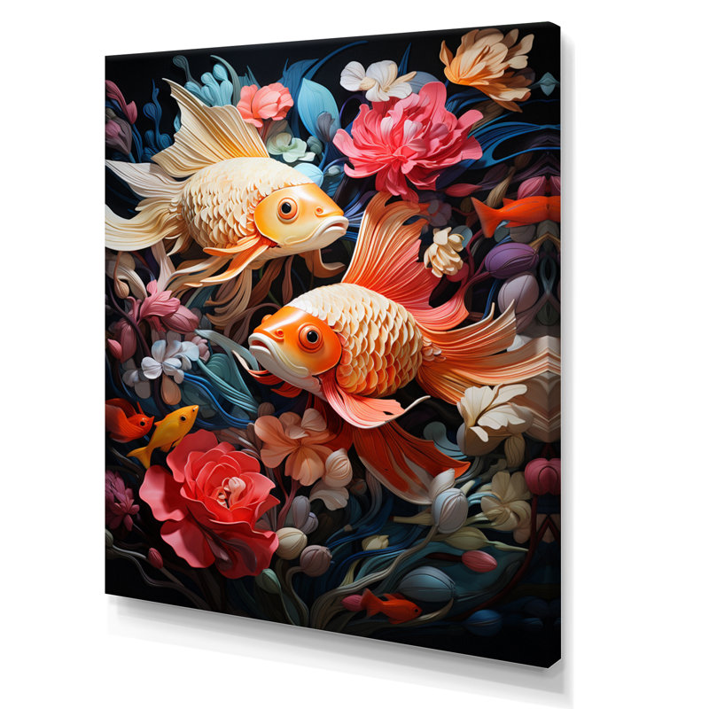 «Minimalisme Fish Collages IV», reproduction d'art sur toile, H 20 po x l 12 po x P 1 po, Toile tendue