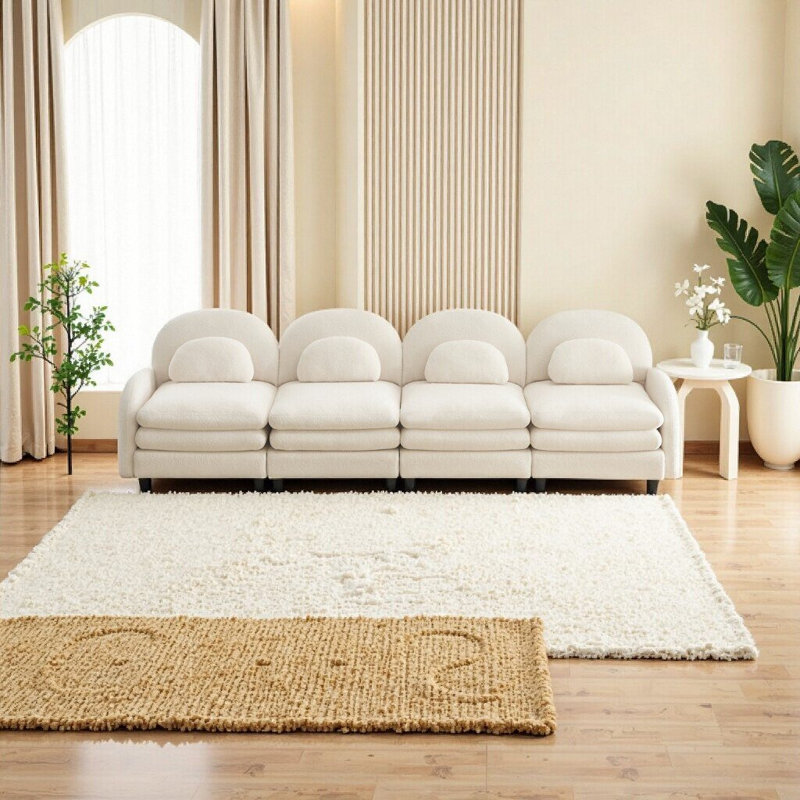 Canapé 4 places Teddy, Blanc beige