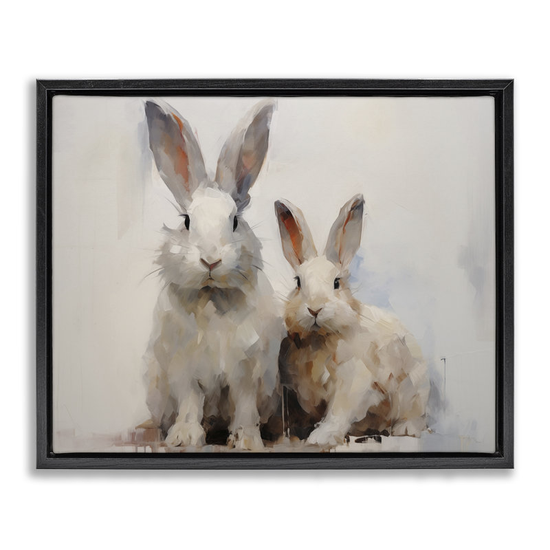  "Fluffy Spring Bunnies" par Arlington Prints, Cadre flottant noir de jais, H 17 po x l 21 po