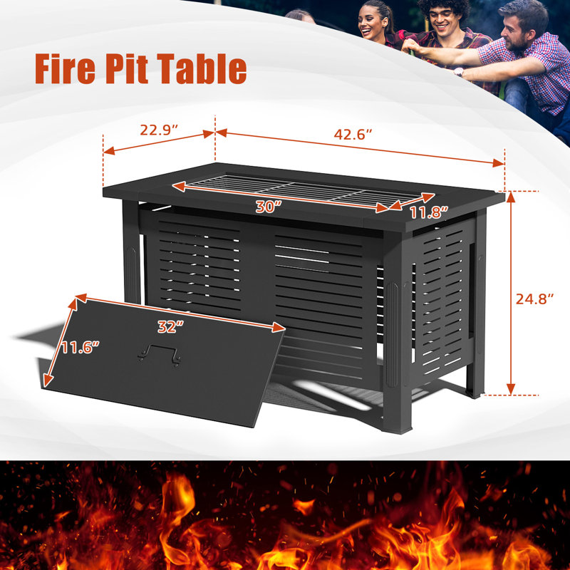 7 Piece Outdoor Patio Furniture Set With Fire Pit Table Sectional Sofa Conversation Set T