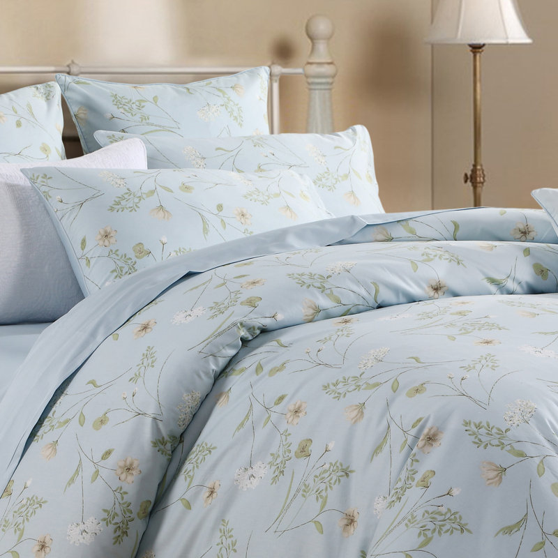 Ensemble de housse de couette 3 pièces 800 TC (sans noyau), ensemble de literie bleu aquarelle, doux et respirant, comprenant 1 housse de couette et 2 taies d'oreiller, convient à la maison, toutes saisons