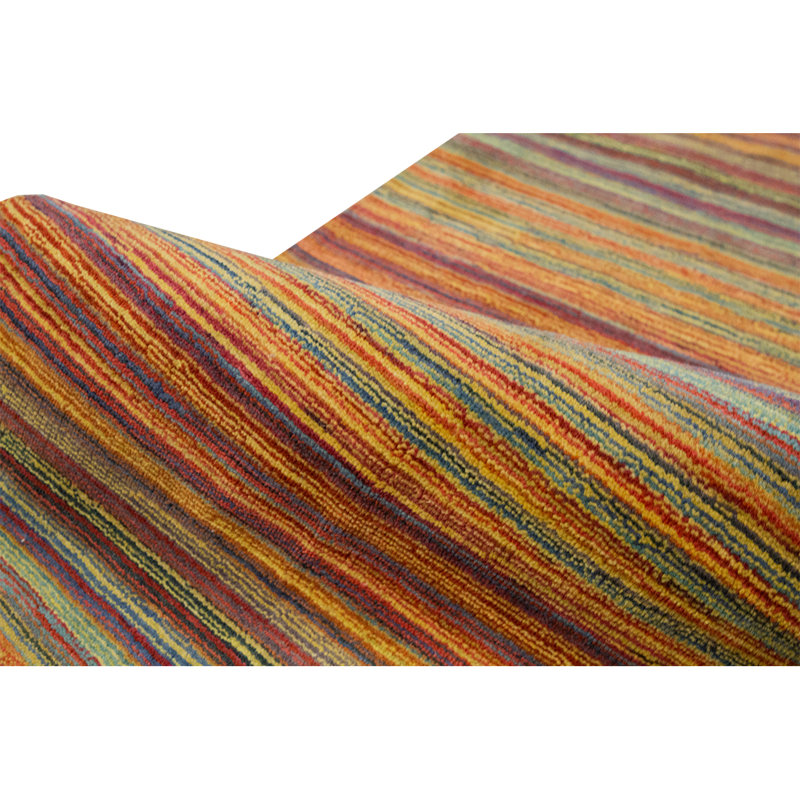 Wool Striped Area Rug, Runner 2'6" x 8'