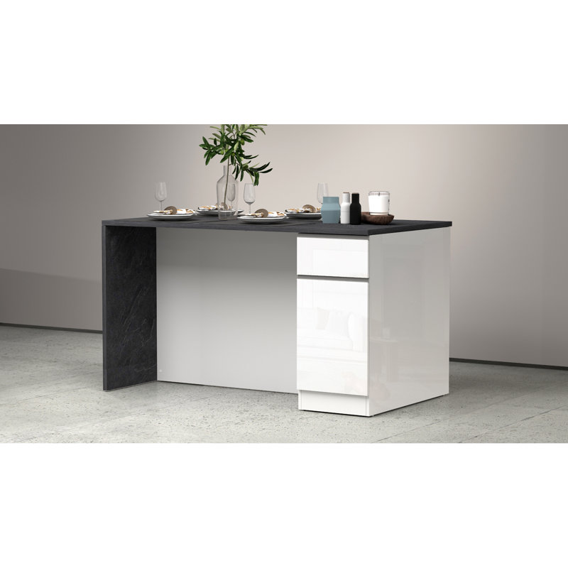 Caymitte Wood Kitchen Island, White/Grey