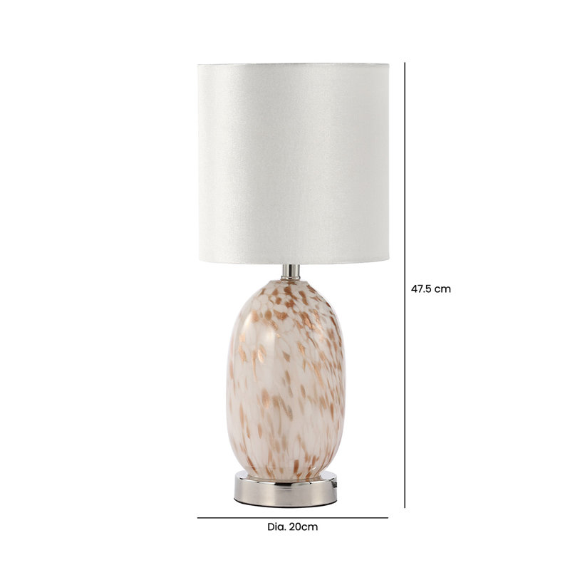 Cieara 47.5cm Living Room Table Lamp with Glass Base, Bedside Buffet Lamp with Chic Velvet Shade