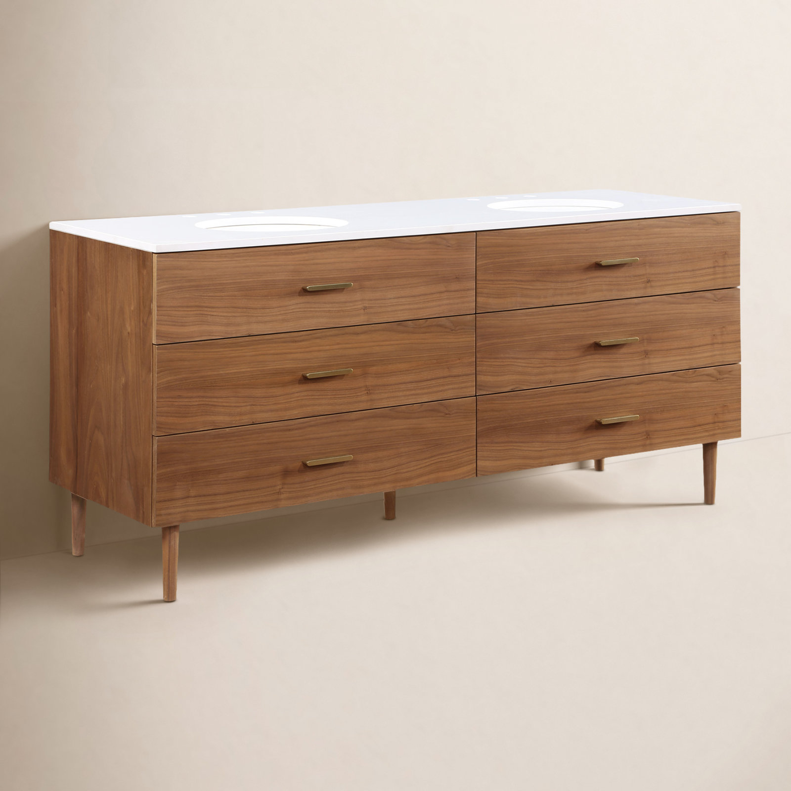 Dondi 72" Walnut Double Bathroom Vanity