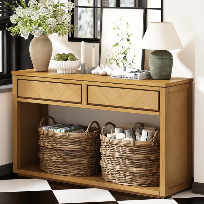 Console 55 po, table d'entrée en bois rustique