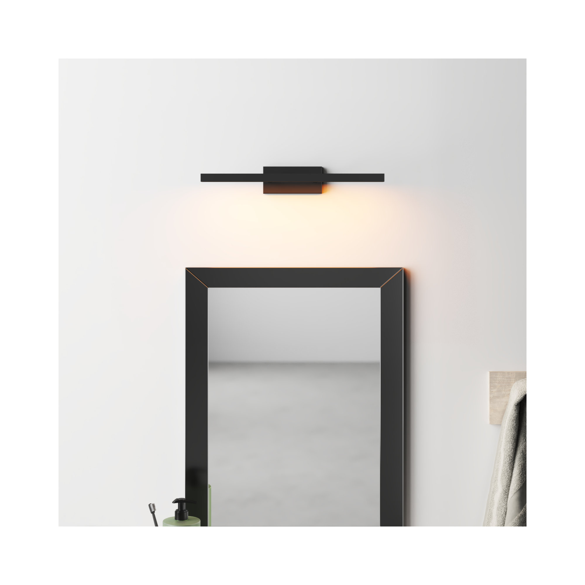 Rochelle Single Frosted Dimmable LED Vanity Light, Black, 2700K
