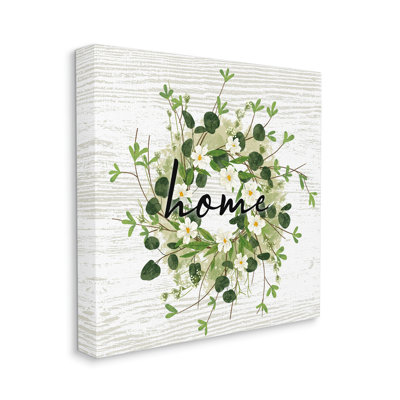 «Delicate Botanical Wreath Home sign», art mural sur toile rustique par Ziwei Li