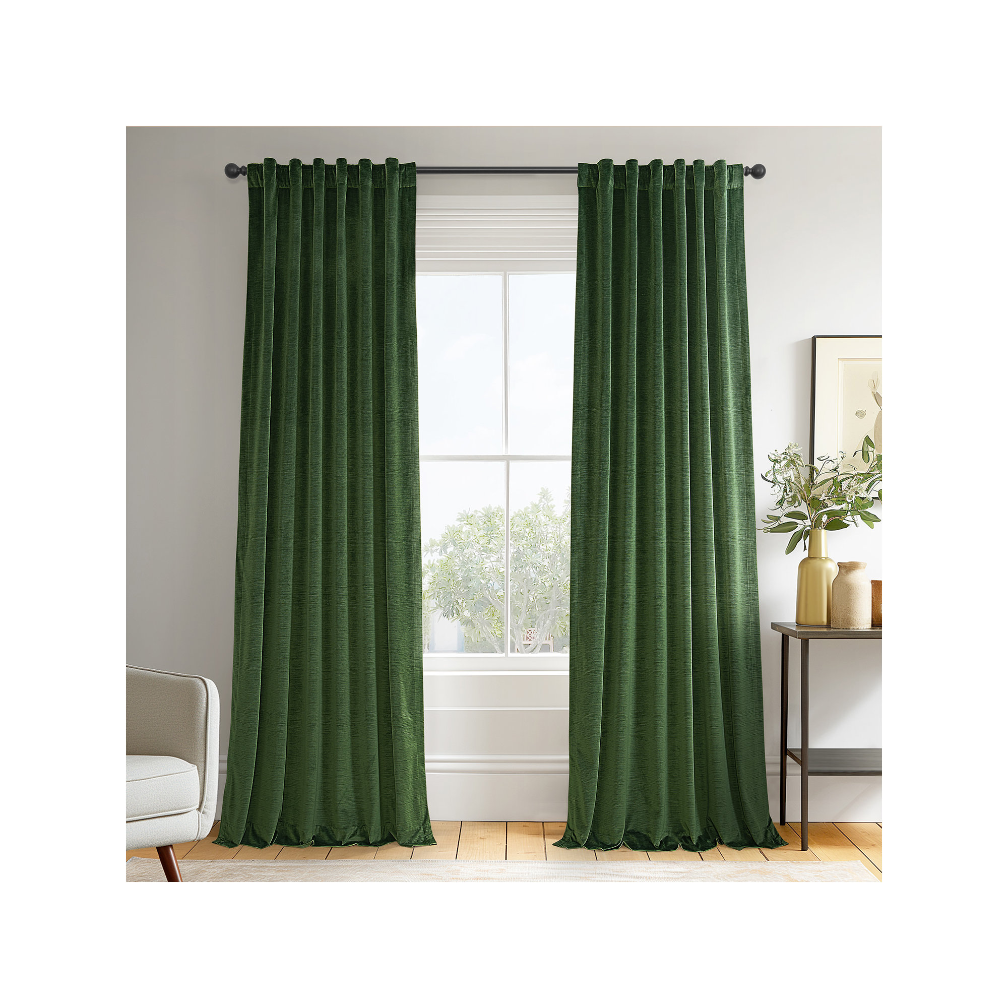 Ravello Burnout Velvet Curtains (1 Panel) Room Darkening Curtains For Bedroom & Living Room Curtains, 50" W x 108" L, White