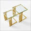 Ensemble de tables basses 2 pièces Modern Modern avec plateau en verre trempé, cadre en acier inoxydable résistant à la rouille pour des espaces de vie élégants