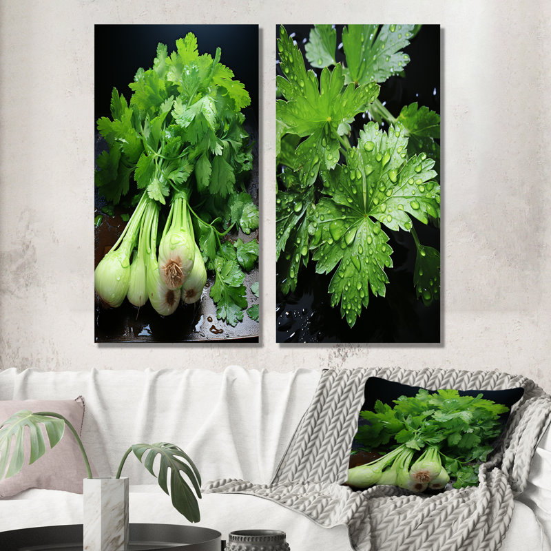 Herbes «Cilantro Splash I» - ensemble d'art mural en métal Herbs, H 28 po x l 24 po