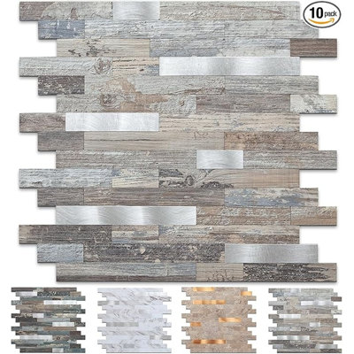 10 Sheet Peel and Stick Backsplash Tile, Stick on Tiles for Backsplash Kitchen, Bathroom, Laundry Room, Camper, Fireplace.
