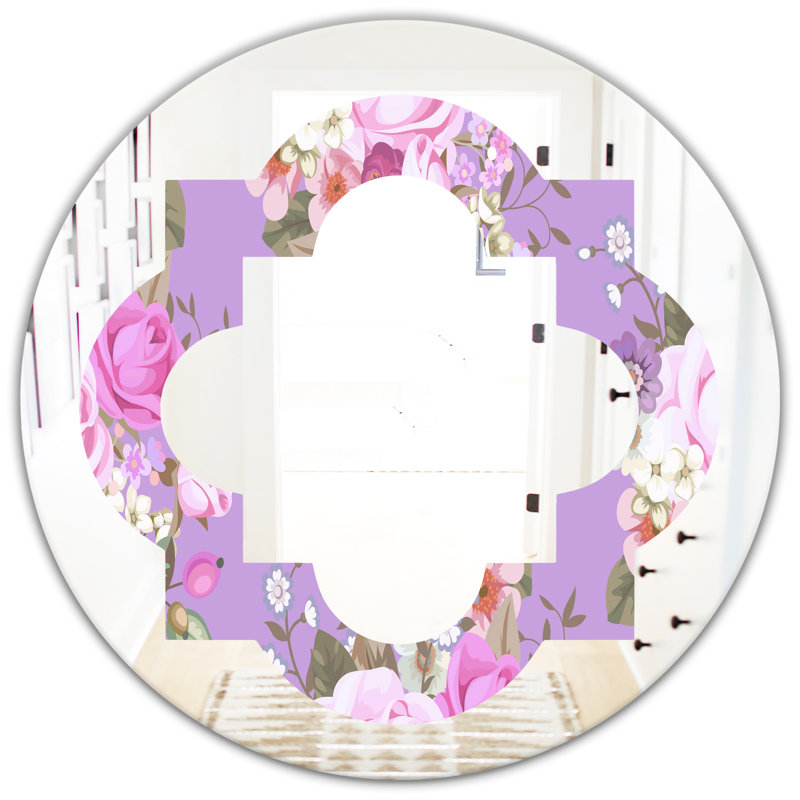 Miroir mural Quatrefoil Coastal, 31,5 po x 31,5 po, Pattern Roses Cottage