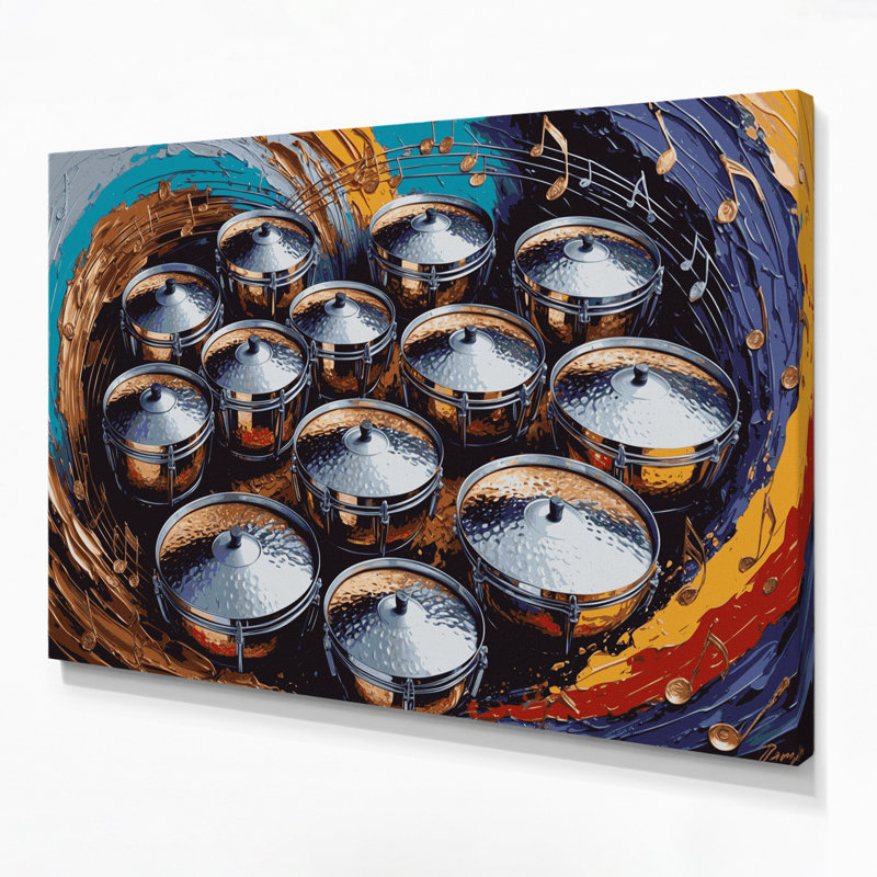 «Music Steel Drums», art mural sur toile noire, H 11 po x l 14 po