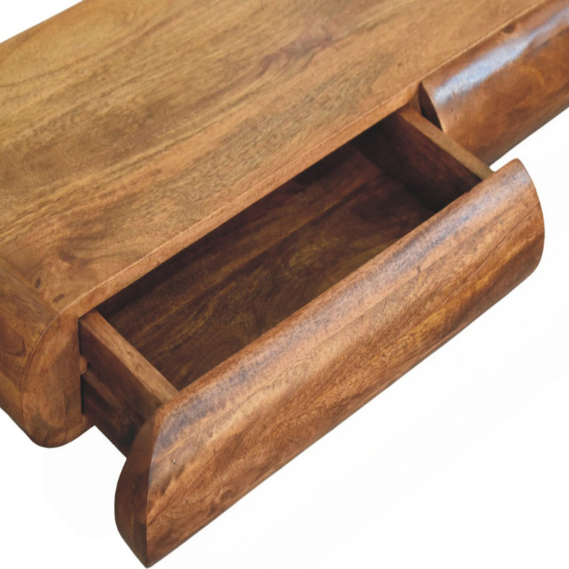 Solid Wood Solis Wall-Mounted Console Table, 4.72" H x 35.43" W x 12.6" D, Brown