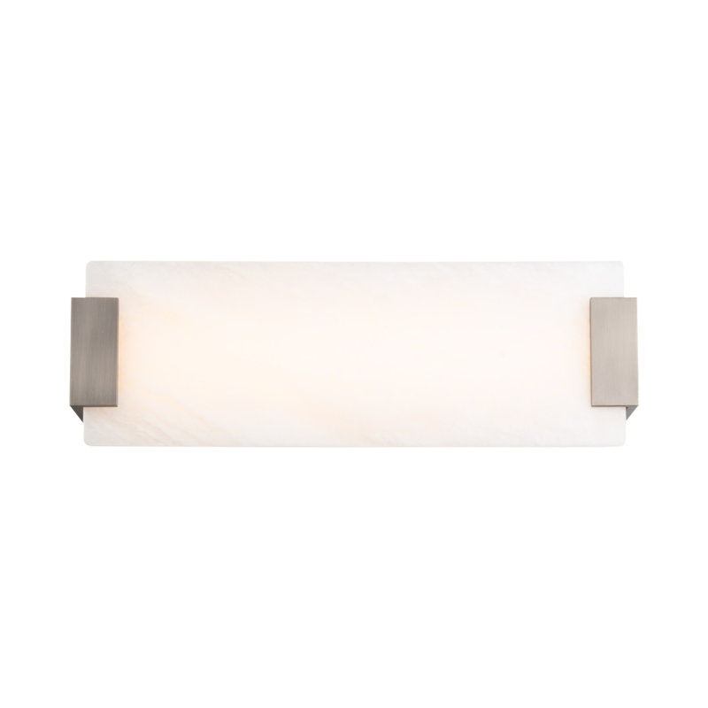 Brushed Nickel Dimmable LED Vanity Light with Alabaster Shade