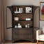 Armoire de rangement vitrée avec 2 tiroirs et tablettes réglables-246230922