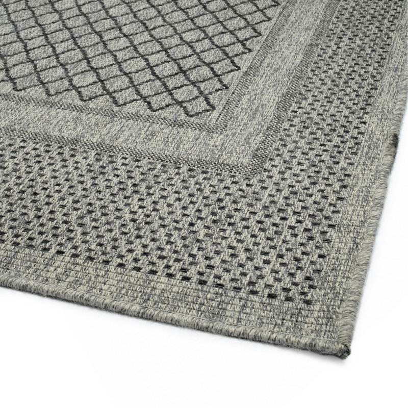Tapis rectangulaire moderne, transitionnel, géométrique, du Sud-Ouest, texturé, Rectangle 4pi x 6 pi
