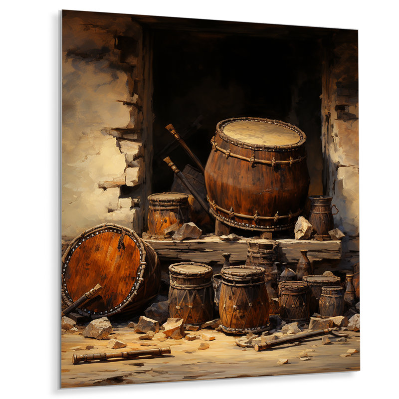 «Brown Music Drums», rythmique Revicat II - musique, art mural en métal, H 40 po x l 30 po x P 1,5 po