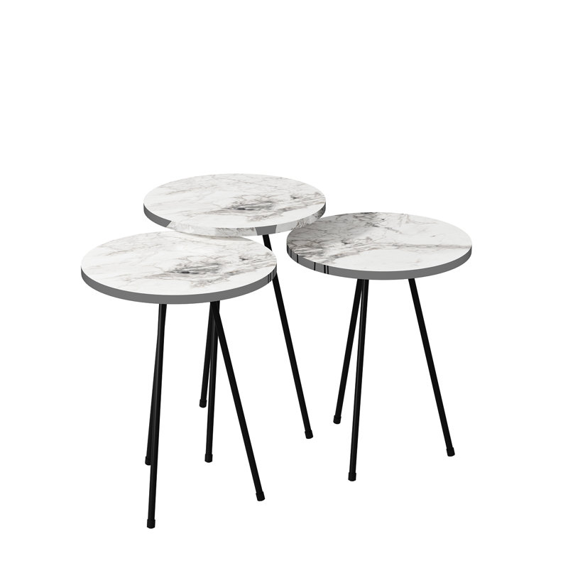Guidi Side Table Set, Black/Gold, Black
