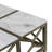 Karlotte Coffee Table, 40 Inch Square White Genuine Marble Top, Sandblasted Washed Ash Gray Mango Wood Geometric Frame