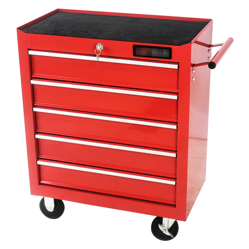 Armoire à outils 5 tiroirs rouge verrouillable et verrouillable pour le garage