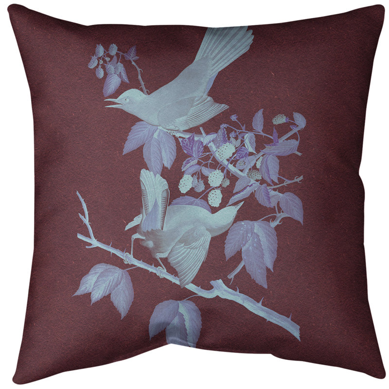 Coussin décoratif à motif d'oiseau de chat avec insert - Collection John James Audubon, double face et lavable, 18 po x 18 po