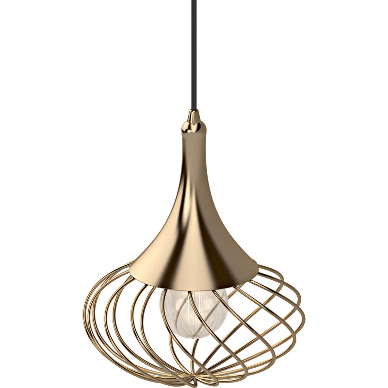 Mini-luminaire suspendu 1 lumière d'intérieur doré à 1 lumière avec cage ovale, Or antique