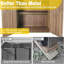 Armoire de rangement extérieure améliorée avec armature en métal solide et rangement pour outils de jardin avec tablettes réglables et plancher en bois brun foncé
