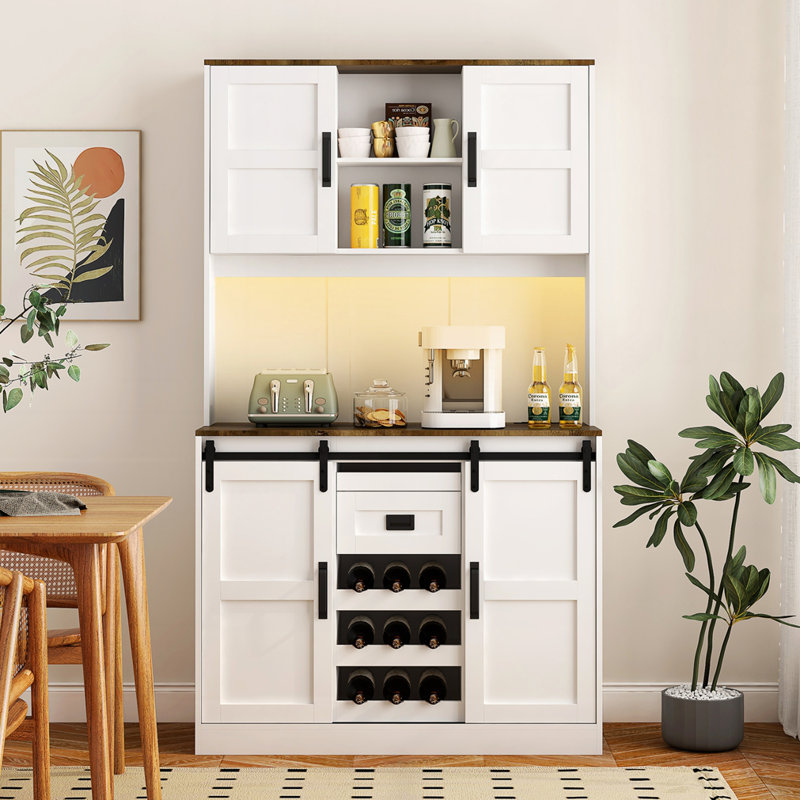 Kitchen Pantry Cabinet With Sliding Barn Door