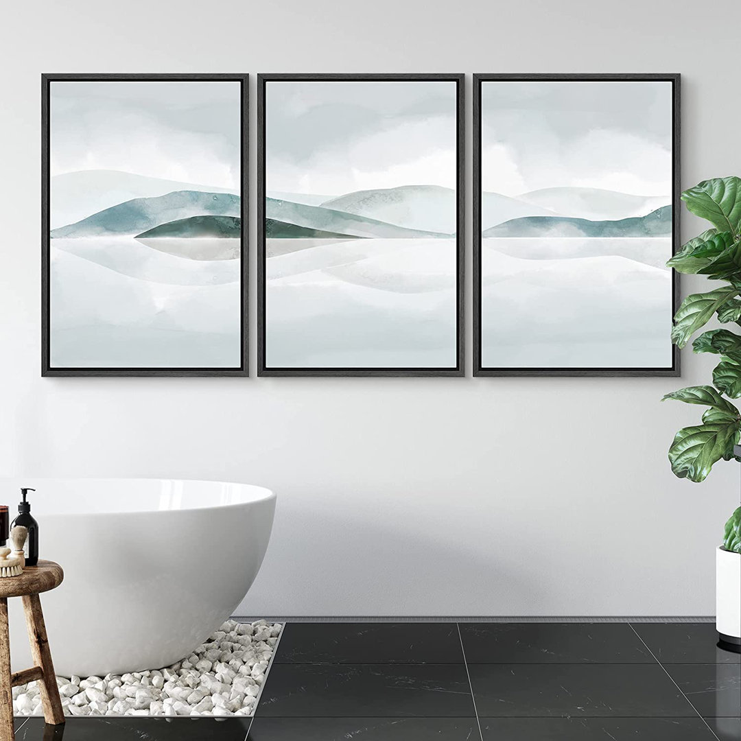 Abstract Landscape Pastel Abstract Rolling Hills Modern Art Mourtain Landscape Framed On Canvas 3 Pieces Print IDEA4WALL 