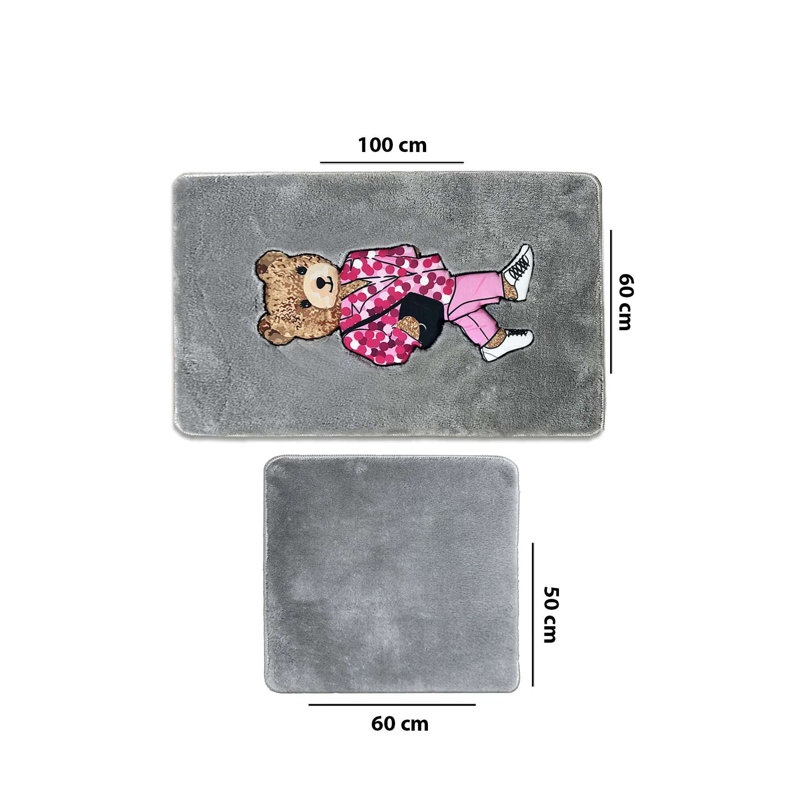 Ensemble de tapis de bain luxueux (2 pièces), couleur fumée, 23,6 po x 39,4 po et 19,7 po x 23,6 po | 100% polyester, hauteur des poils: 0,24 à 0,47 po | Dessous antidérapant, lavable à la machine, élégant et fonctionnel pour toute salle de bain