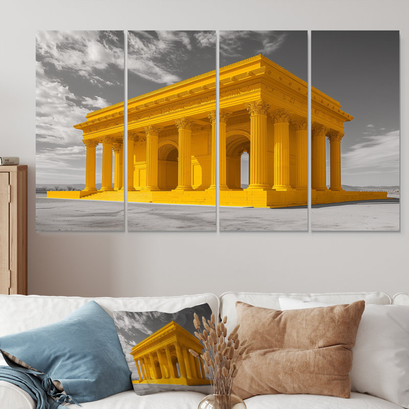 Ensemble de salon mural jaune et gris Lincoln Monument, H 32 po x l 64 po