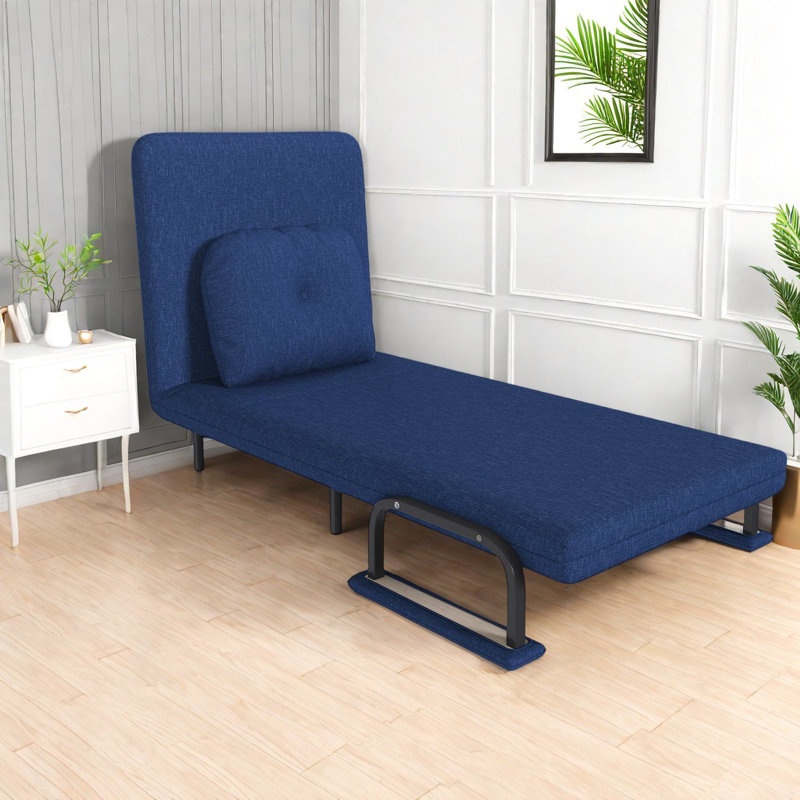 Lit convertible peu encombrant, tissu bleu acier de conception moderne pour la maison et le bureau