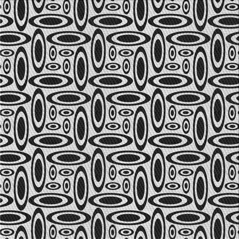 Tapis noir/blanc à motifs, Carré 3 pi
