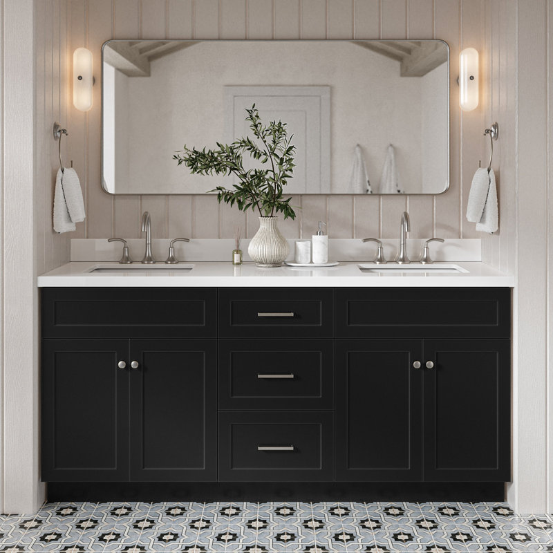 Ensemble de meuble-lavabo double 73 po Hamlet, Noir