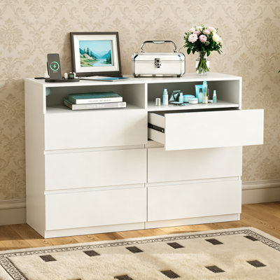 Commode moderne à 6 tiroirs à DEL - Éclairage intelligent + rangement massif