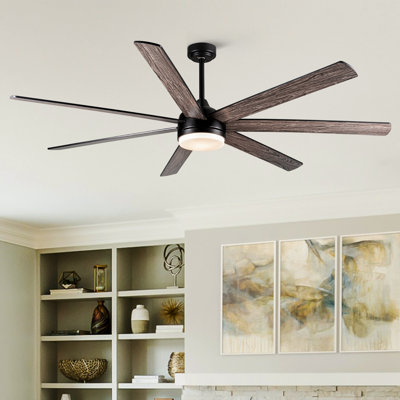 Modern 72'' Farmhouse Windmill Smart LED Ceiling Fan With Remote Control, DC Motor And Light Kit Included