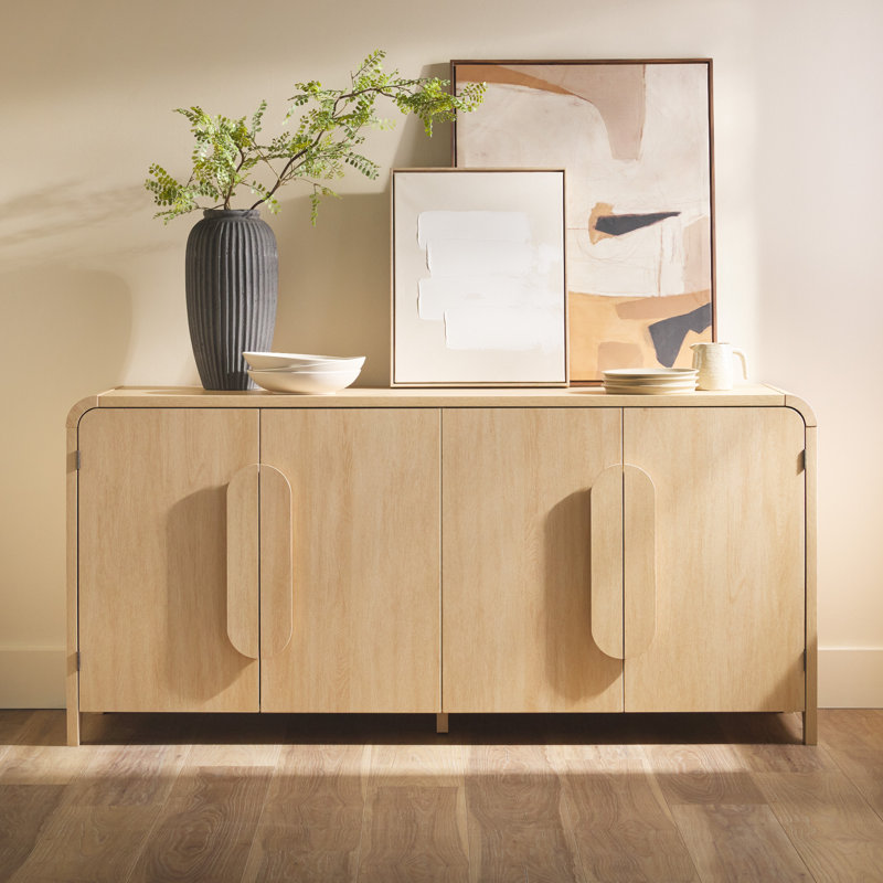 Sitarski Modern Sideboard with Rounded Edges, 30'' H x 64'' W x 20'' D, Coastal Oak