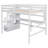 Full Size Loft Bed With Built-In Desk, Bookshelves And Storage Staircase