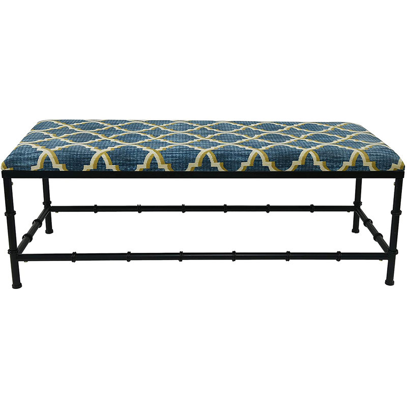 Banc rembourré Amerson, Treillis lustré, Noir
